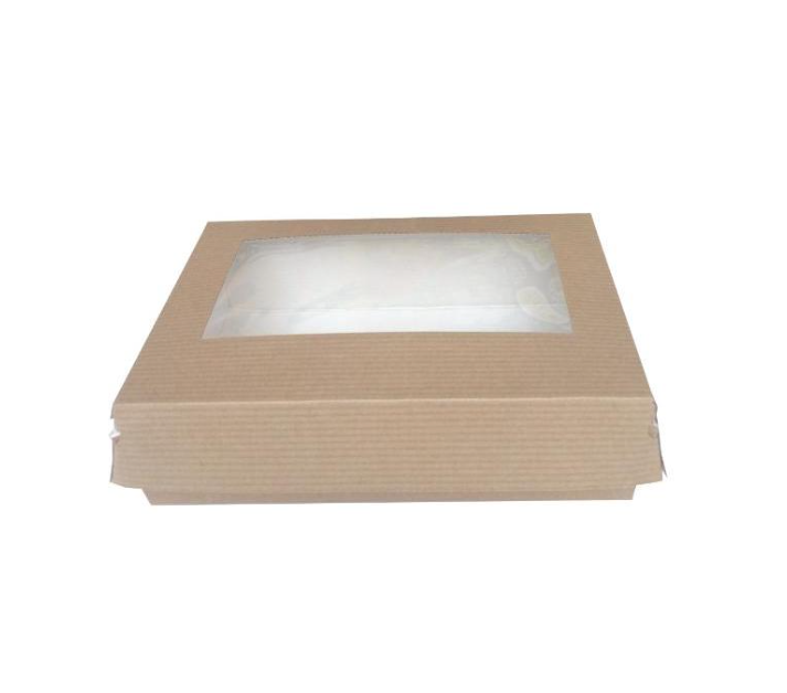 Boîte à salade PAP&CLIP® en kraft brun ( fond + couvercle et fenêtre transparente)