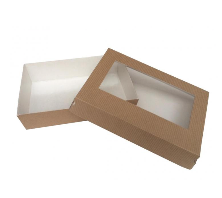 Boîte à salade PAP&CLIP® en kraft brun ( fond + couvercle et fenêtre transparente)