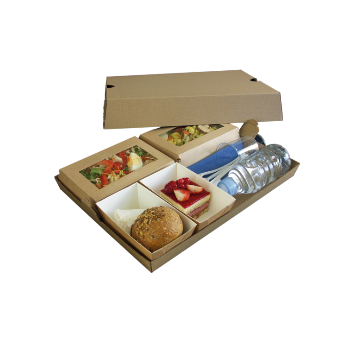 Plateau repas brun 100 % carton cellulose - lot de 25